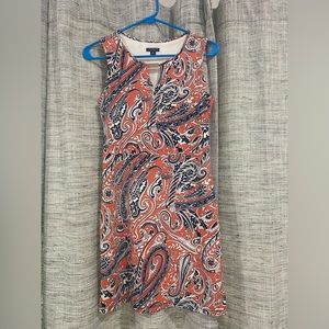 Ann Taylor orange and navy printed dress. Size 0P
